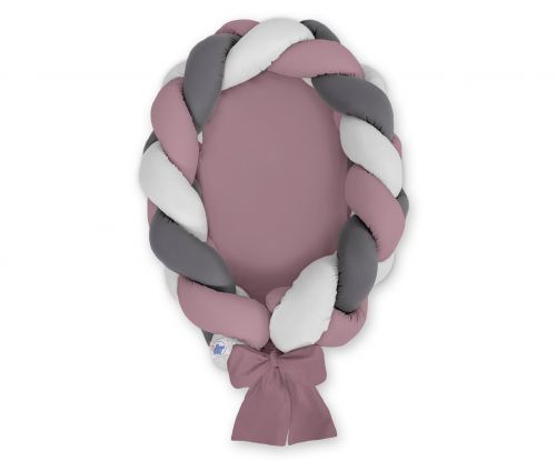 Braided baby nest 2 in 1 - pastel violet - gray - anthracite