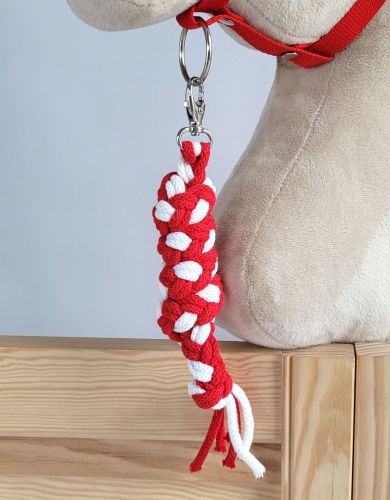 Tether for Hobby Horse made of double-twine cord - white-red