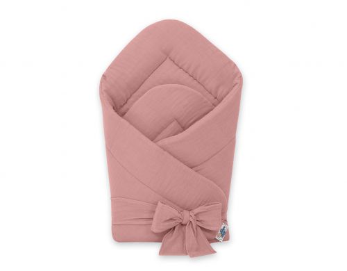 Muslin baby nest with bow - pastel violet