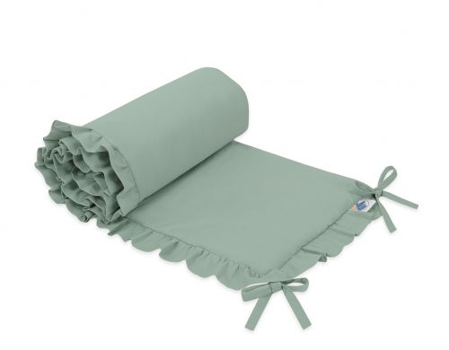 Universal baby bed bumper with frill - pastelgreen