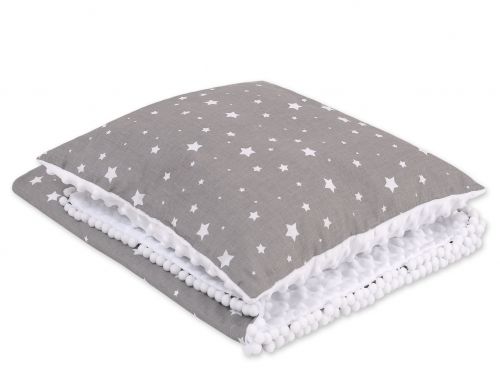 Set: Double-sided blanket minky + pillow- mini gray stars