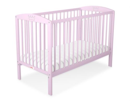 Baby cot 120x60cm with crown no. 5006-08- pink
