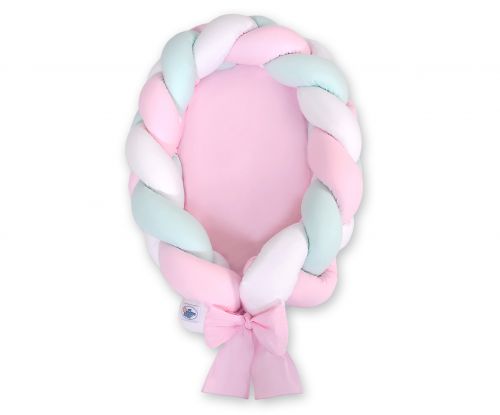 Braided baby nest 2 in 1 - white-pink-mint