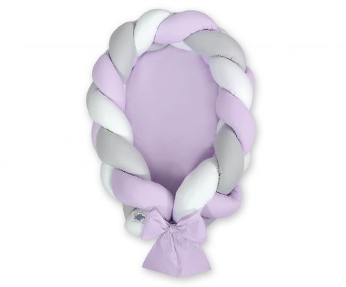 Braided baby nest 2 in 1 - white-lilac-gray