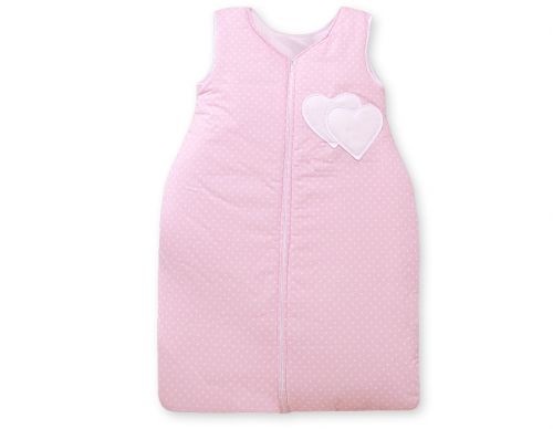 Sleeping bag- Hanging hearts white polka dots on pink
