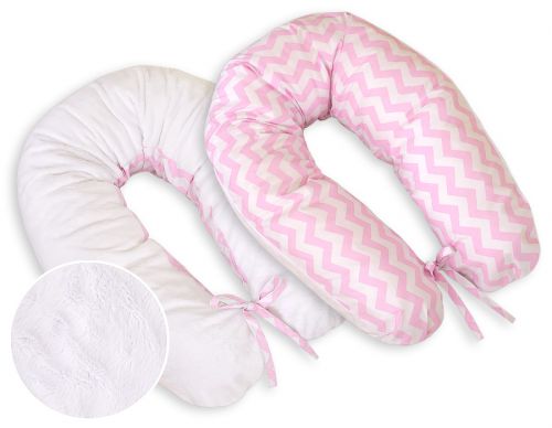 Pregnancy pillow- double-sided-Simple chevron pink-white