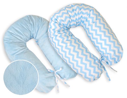 Pregnancy pillow- double-sided-Simple chevron blue
