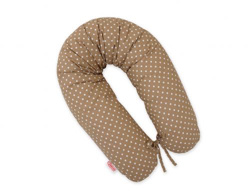 Pregnancy pillow- White polka dots on brown