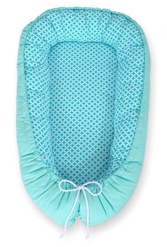 Baby nest double-sided Premium Cocoon for infants BOBONO- Mint rosette