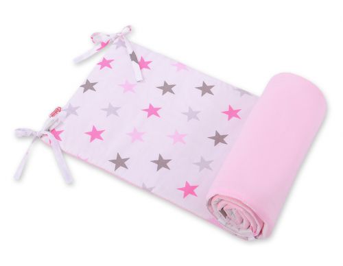 Universal bumper for cot - stars gray - pink /pink