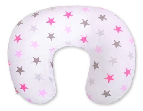 Feeding pillow- Grey-pink stars