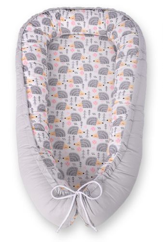 Baby nest double-sided Premium Cocoon for infants BOBONO- hedgehogs grey
