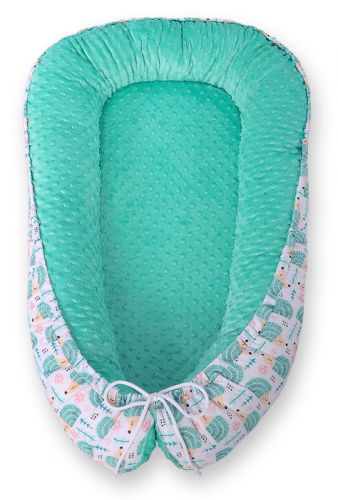 Baby nest double-sided Premium Cocoon for infants BOBONO minky- hedgehogs mint