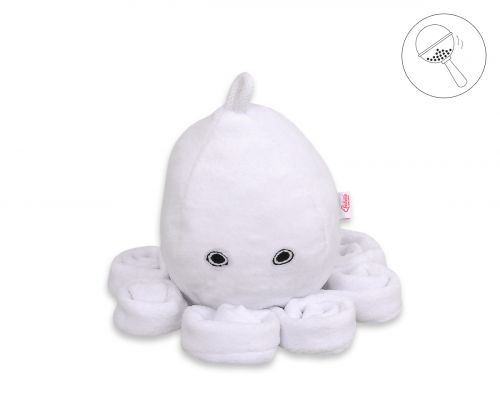 Cuddly octopus with rattle - white - smooth minky
