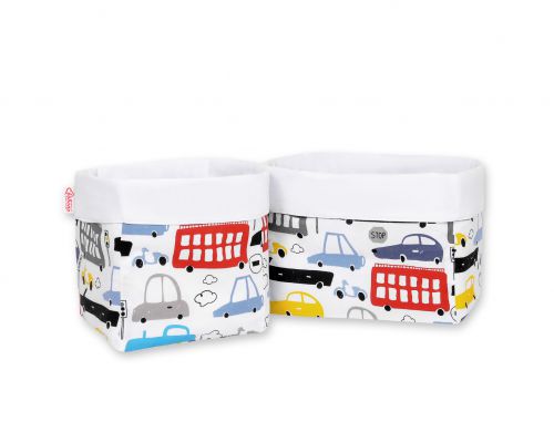 Set of 2 storage baskets - colorful cars