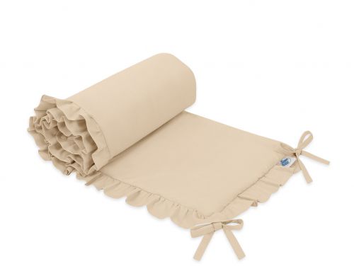 Universal baby bed bumper with frill - beige