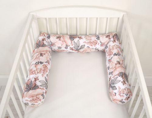 Roller bumper for baby bed - sepia roses