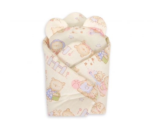 Doll\'s swaddling cone with pillow -  teddy bear family