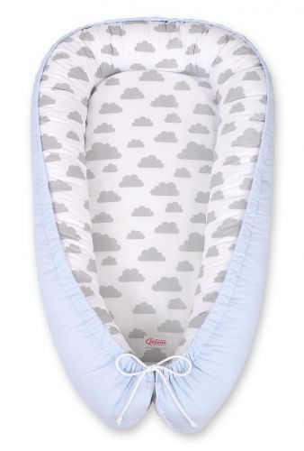 Baby nest double-sided Premium Cocoon for infants BOBONO- clouds gray/blue