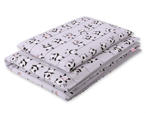 Baby cotton bedding set 2-pcs 120x90 cm - grey panda
