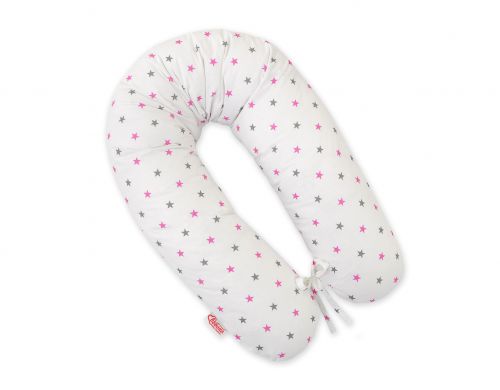Pregnancy pillow- Grey-pink stars
