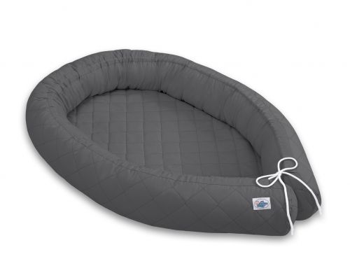 2-in-1 - Baby nest quilted - snake pillow bumper - anthracite