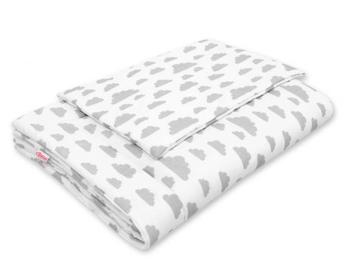 Bedding set 2-pcs with filling - clouds gray