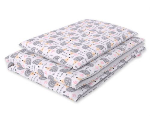 Baby cotton bedding set 2-pcs 120x90 cm- hedgehogs grey