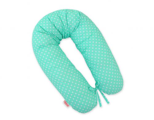 Pregnancy pillow- White polka dots on mint