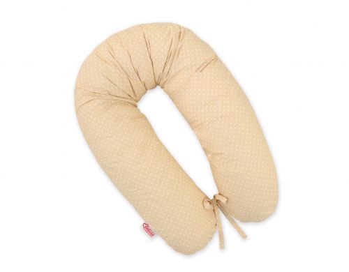 Pregnancy pillow- Longer- White polka dots on beige