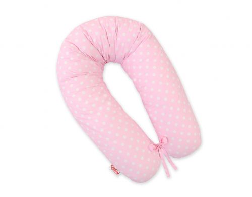Pregnancy pillow- White polka dots on pink