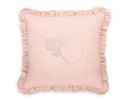 Decorative pillow with application - powder pink