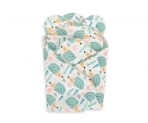 Doll\'s swaddling cone with pillow - hedgehogs mint