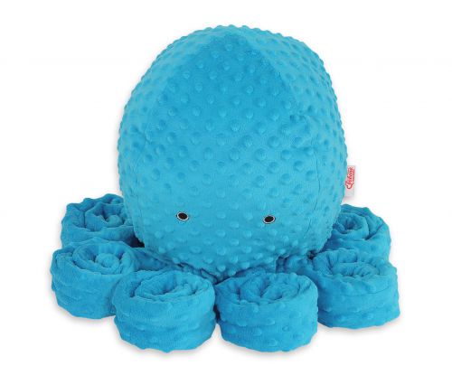 Cuddly octopus big - turquoise - polka dot minky
