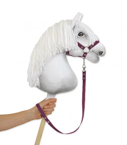 Tether for hobby horse made of webbing tape - plum