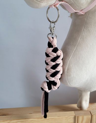 Tether for Hobby Horse made of double-twine cord - black- powder pink