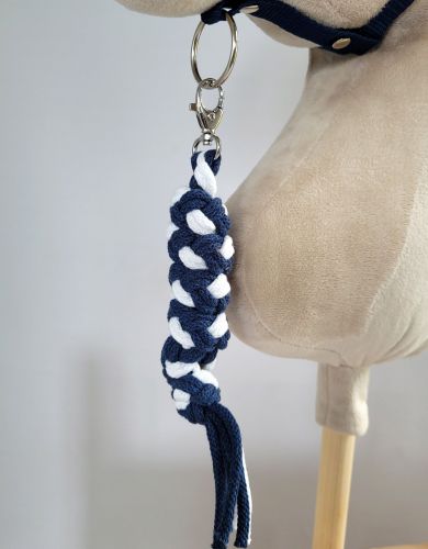 Tether for Hobby Horse made of double-twine cord - white-navy blue