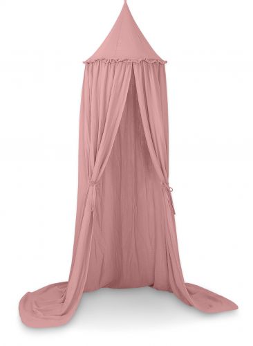 Muslin hanging canopy with frill - pastel violet