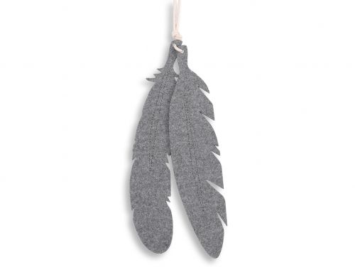 Decorative felt feathers 2pcs - gray
