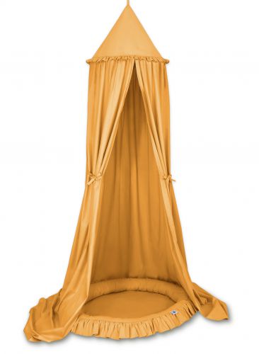 Set: Hanging canopy + Nest with flounce- honey yellow