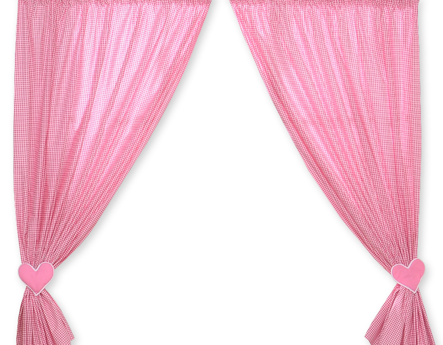 Curtains for baby room- Hanging Hearts white dark pink checkered