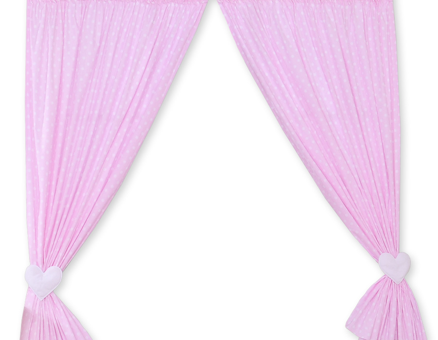 Curtains for baby room- Hanging Hearts white dots on pink