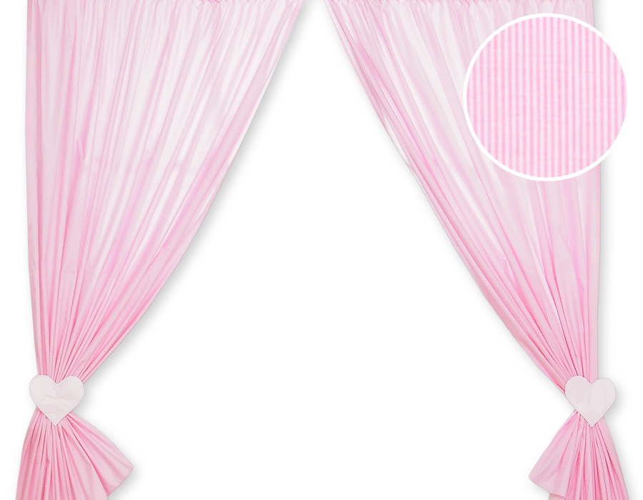 Curtains for baby room- Hanging Hearts pink strips
