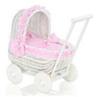 Doll prams, doll carriers, moses baskets