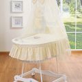 Moses baskets/ Wicker cribs with drape - small wheels