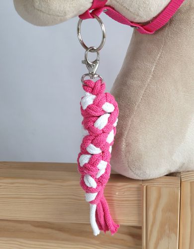 Tether for Hobby Horse made of double-twine cord - white-dark pink