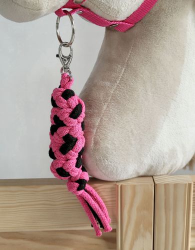 Tether for Hobby Horse made of double-twine cord - black-dark pink