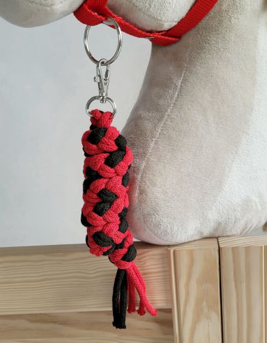 Tether for Hobby Horse made of double-twine cord - black-red