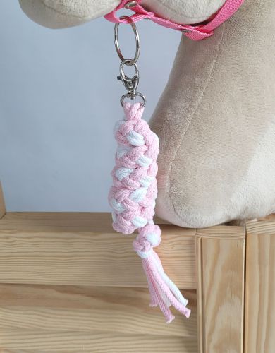 Tether for Hobby Horse made of double-twine cord - white-pink