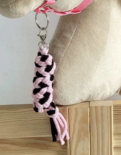 Tether for Hobby Horse made of double-twine cord - black-pink